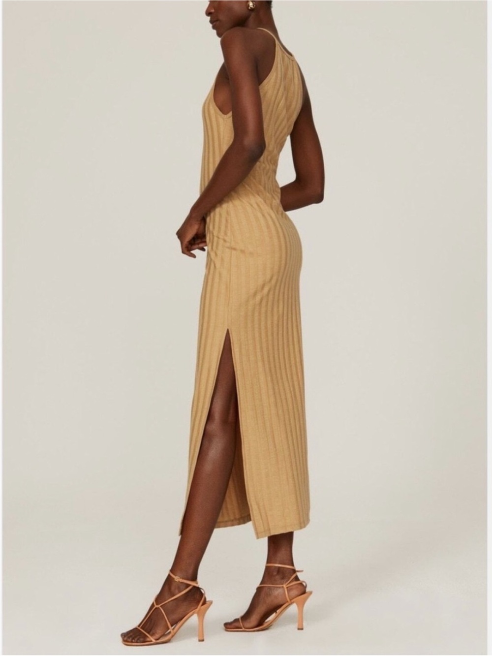 Jonathan Simkhai Megan Tan Ribbed Knit Racerback Dress Women Size XS